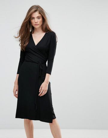 Getsuz Falipa V Neck Midi Dress - Black