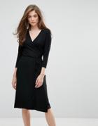 Getsuz Falipa V Neck Midi Dress - Black