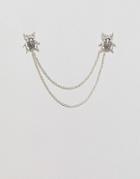 Asos Edition Collar Tips With Beetle And Faux Pearl - Silver