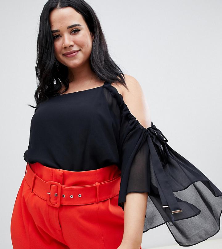Coast Plus Daphne Cold Shoulder Top - Black