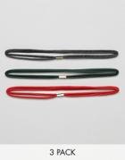 Asos Pack Of 3 Double Stretch Headband - Multi