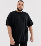 Asos Design Plus Oversized T-shirt With Crew Neck In Black - Black