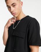 Topman Oversized Utility T-shirt With Pocket In Black
