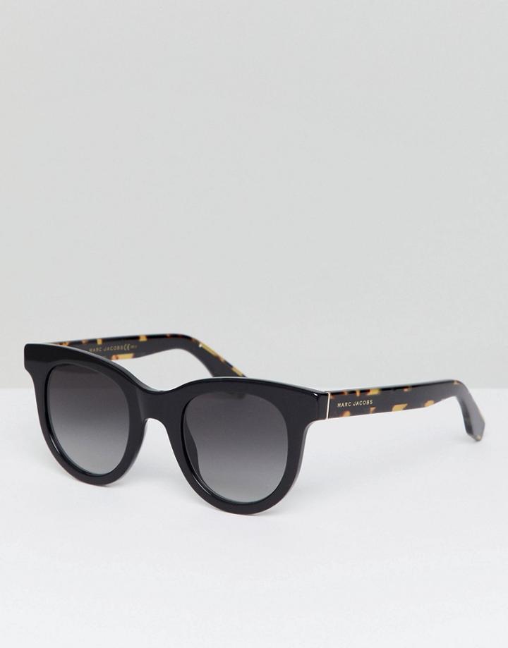 Marc Jacobs Round Sunglasses In Black - Black