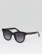 Marc Jacobs Round Sunglasses In Black - Black