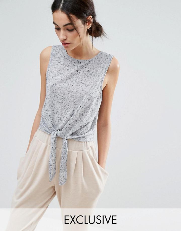 Nocozo Front Tie T- Shirt - Gray