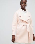 Selected Femme Wrap Wool Coat-pink