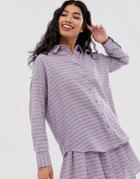 Daisy Street Boyfriend Shirt In Gingham Two-piece - Purple