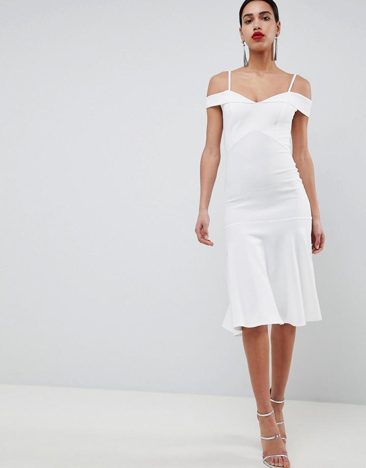 Club L Bardot Fit & Flare Dress - White