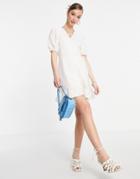 & Other Stories Linen Frill Wrap Mini Dress In White
