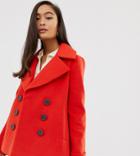 Miss Selfridge Double Breasted Coat In Red