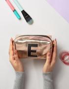 New Look E Initial Makeup Bag - Gold