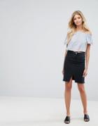 New Look Denim Pencil Skirt - Black