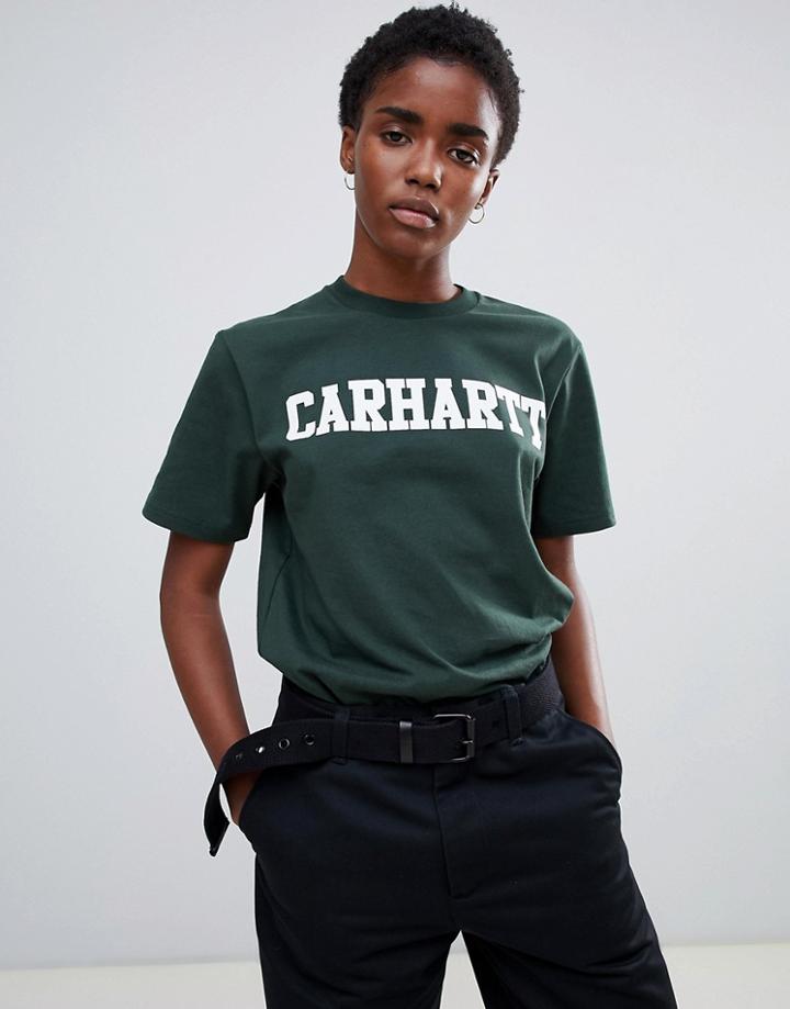 Carhartt Wip Boyfriend T-shirt With Front Logo - Green