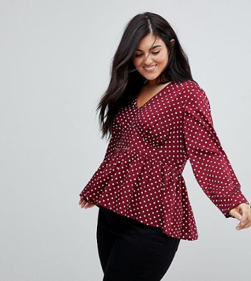 Influence Plus Polka Dot Blouse - Red