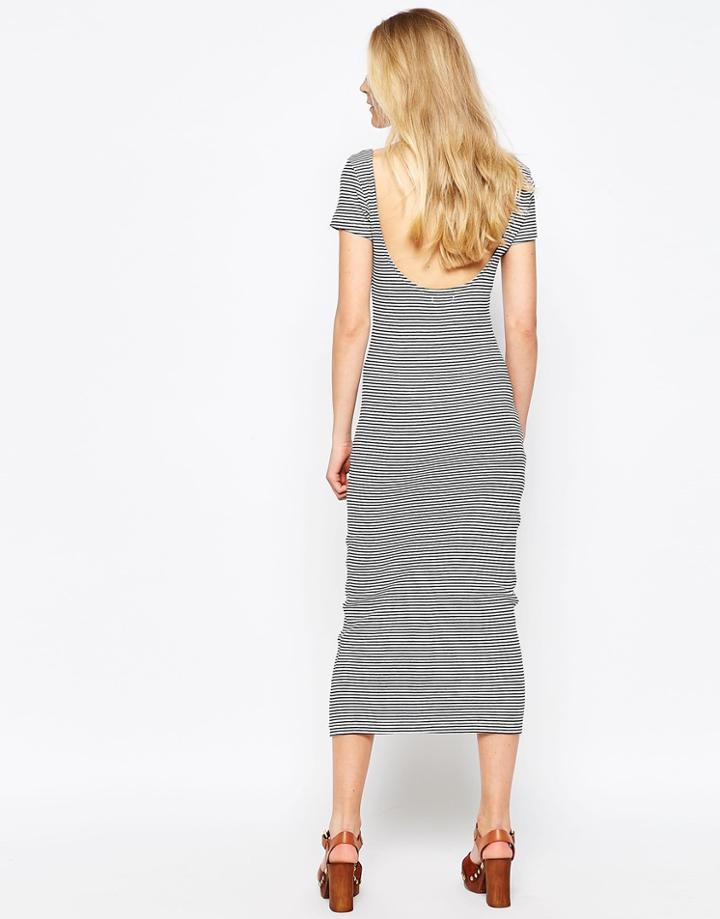 Brave Soul Low Back Stripe Maxi Dress