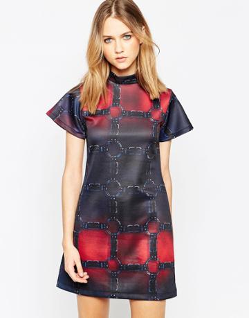 Bitching & Junkfood Sidney Scuba Skater Dress - Multi