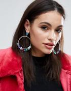 Asos Statement Colourful Jewel Hoop Earrings - Multi