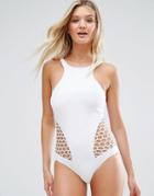 Seafolly Mesh About Dd High Neck Maillot Swimsuit - White