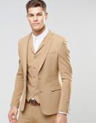 Asos Super Skinny Fit Suit Jacket In Camel - Beige