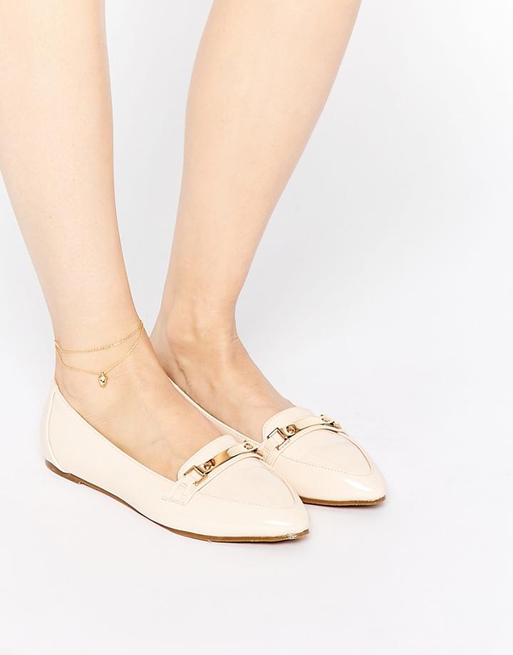 Asos Make A Hit Pointed Flat Shoes - Nude