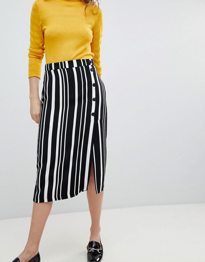 Bershka Midi Skirt In Multi Stripe - Multi