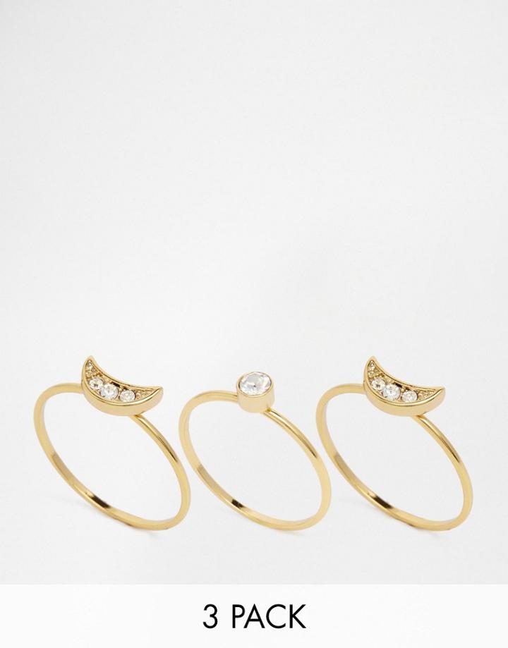 Orelia Crystal Layered Ring Pack - Gold
