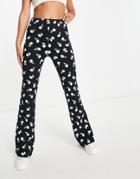Cotton: On Jersey Flared Pants In Black Floral