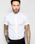 Noose & Monkey Short Sleeve Grandad Shirt In Skinny Fit - White