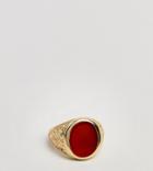 Serge Denimes Red Agate Ring Sterling Silver With 14k Gold Plating - Gold