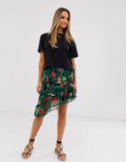 Vila Tropical Ruffle Skirt - Multi