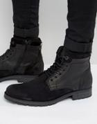 Jack & Jones Hanibal Lace Up Leather Boots - Black