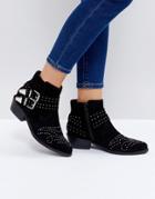 Asos Ashden Suede Studded Boots - Black