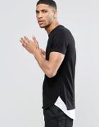 Asos Super Longline T-shirt With Curved Hem In Black