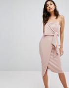 Misha Collection Structured Bandeau Pencil Dress With Tie Detail - Pink