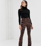 Asos Design Tall Flare Leggings In Dark Tiger Print-multi