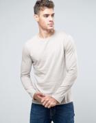 Asos Long Sleeve T-shirt In Stone - Gray