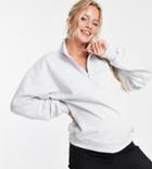 Asos Design Maternity Nursing Half Zip Sweatshirt In Gray Heather-grey