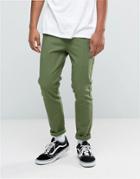 Asos Skinny Jogger With Pintucks In Khaki - Green