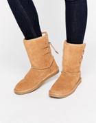 Call It Spring Bridia Tie Back Camel Suede Boots - Beige