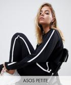 Asos Design Petite Tracksuit Cute Sweat / Basic Jogger With Tie With Contrast Binding-black