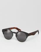 Asos Metal Sunglasses With Tort Arms - Black