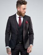 Harry Brown Slim Fit Suit Jacket In Red Large Check - Red