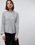 Qed London Striped High Neck Sweater - Gray