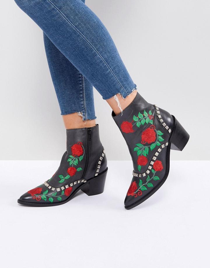 Asos Romance Embroidered Western Boots - Black