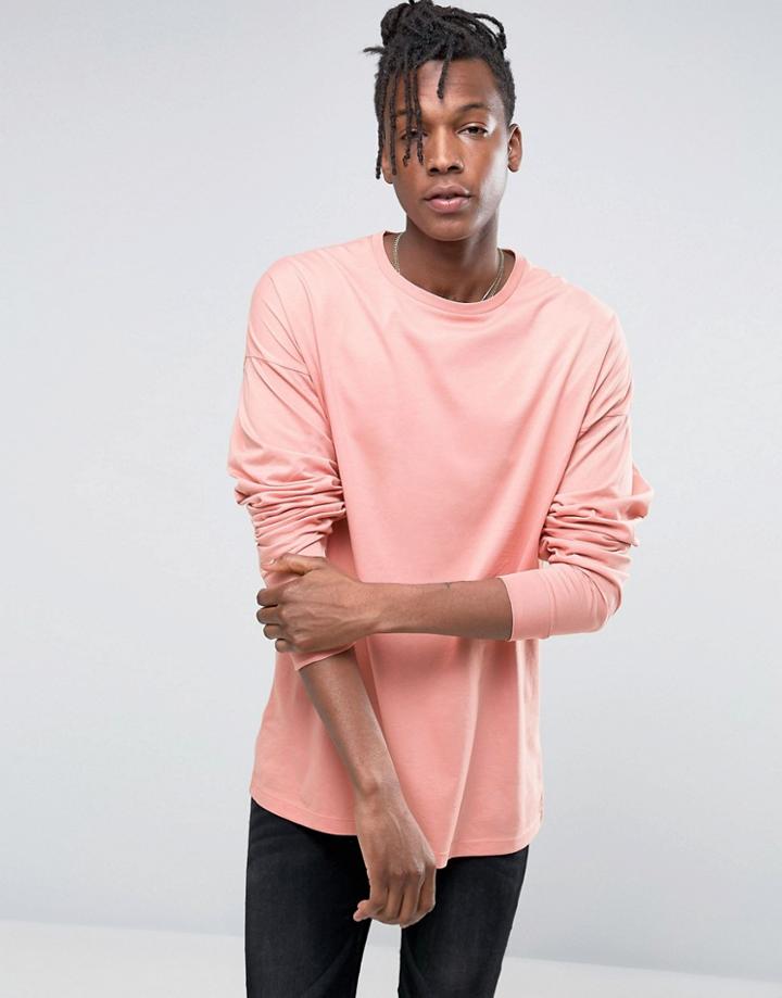 Asos Oversized Longline Long Sleeve T-shirt - Orange