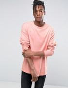 Asos Oversized Longline Long Sleeve T-shirt - Orange