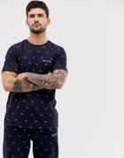 Nicce T-shirt With All Over Logo In Navy - Navy