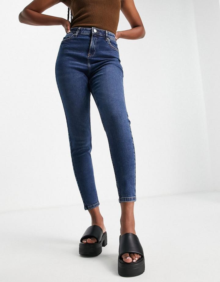 Miss Selfridge Emily High Waist Ankle Grazer Skinny Jean In Darkwash Blue-blues