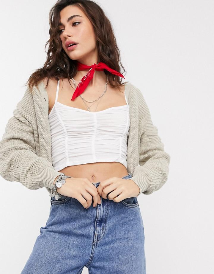 Topshop Ruched Cami In White